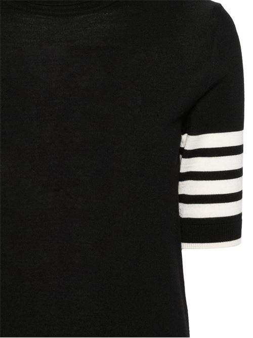 Maglione a collo alto nero con barre THOM BROWNE | FKA434DY1014001